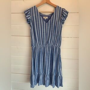 Loft Casual Blue and White Striped Dress Women’s Size Large